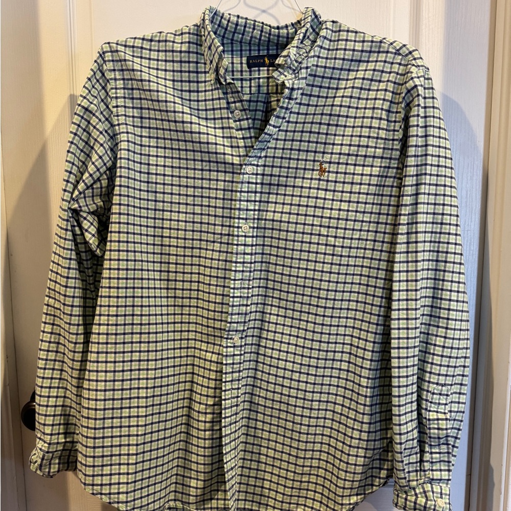 Ralph Lauren Green Checkered Men's Button Up Shirt